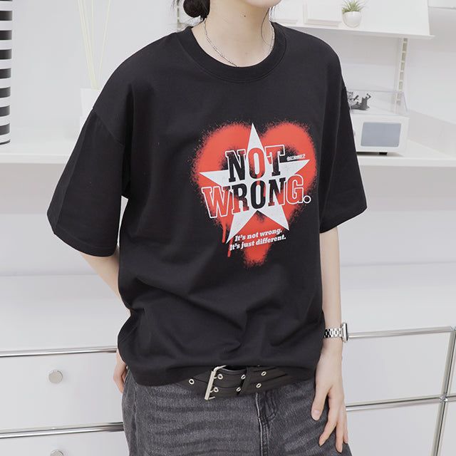 FUNKY STAR HEART OVER FIT SHORT-SLEEVE T-SHIRT_BLACK
