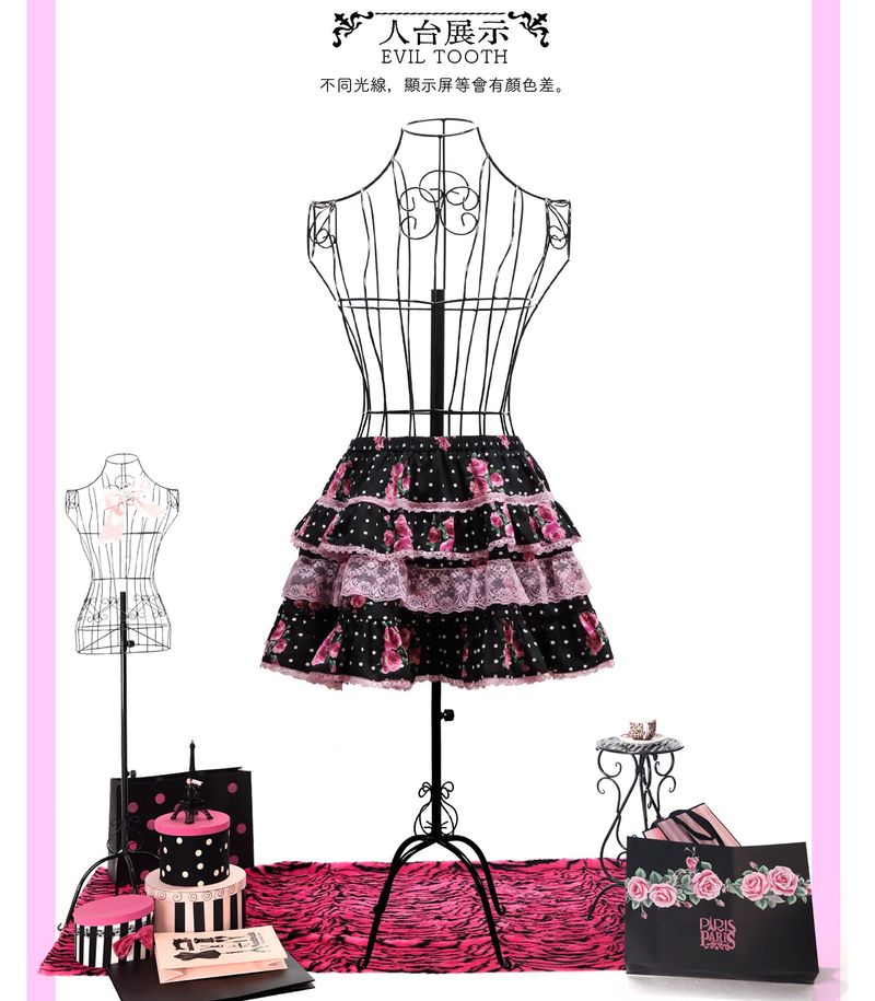 EVIL TOOTH（イービルトゥース）の「Polka Dot Rose Cake Mini Skirt（Dresses）」