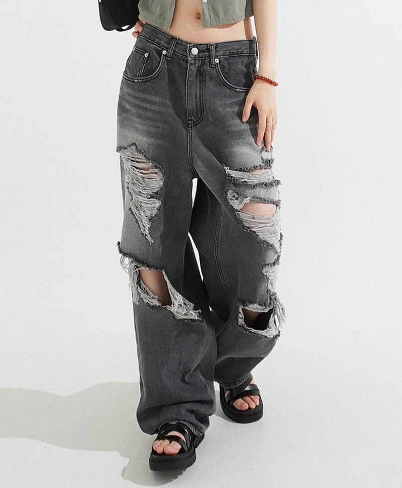 KIXI（キッシー）の「Destroyed Wide Denim Pants（Pants）」