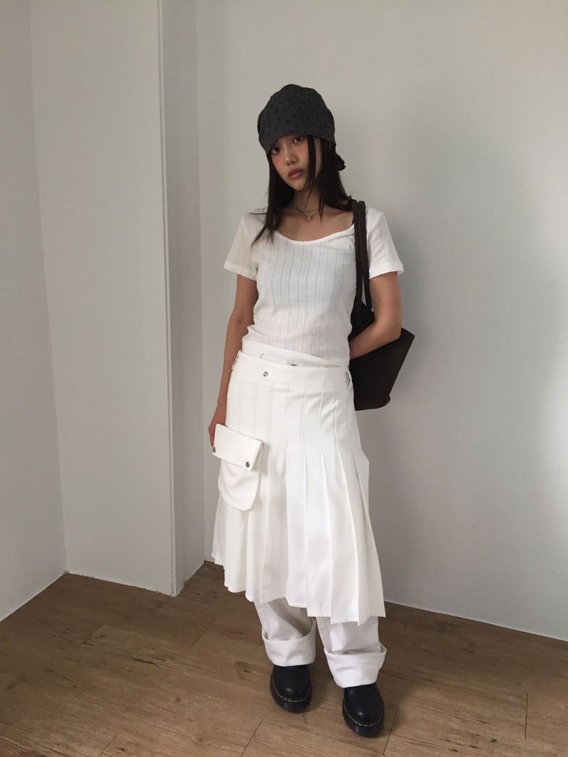 Pocket Layered Wrap Skirt (2color)
