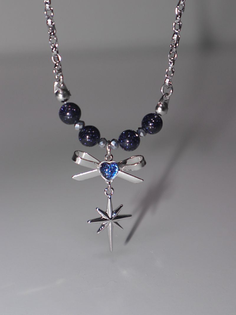 purple starlight heart ribbon necklace