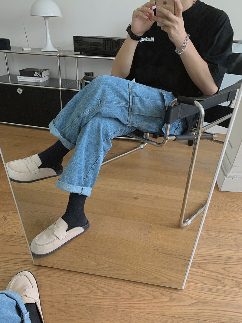 ASCLO Washed Denim Cargo Pants