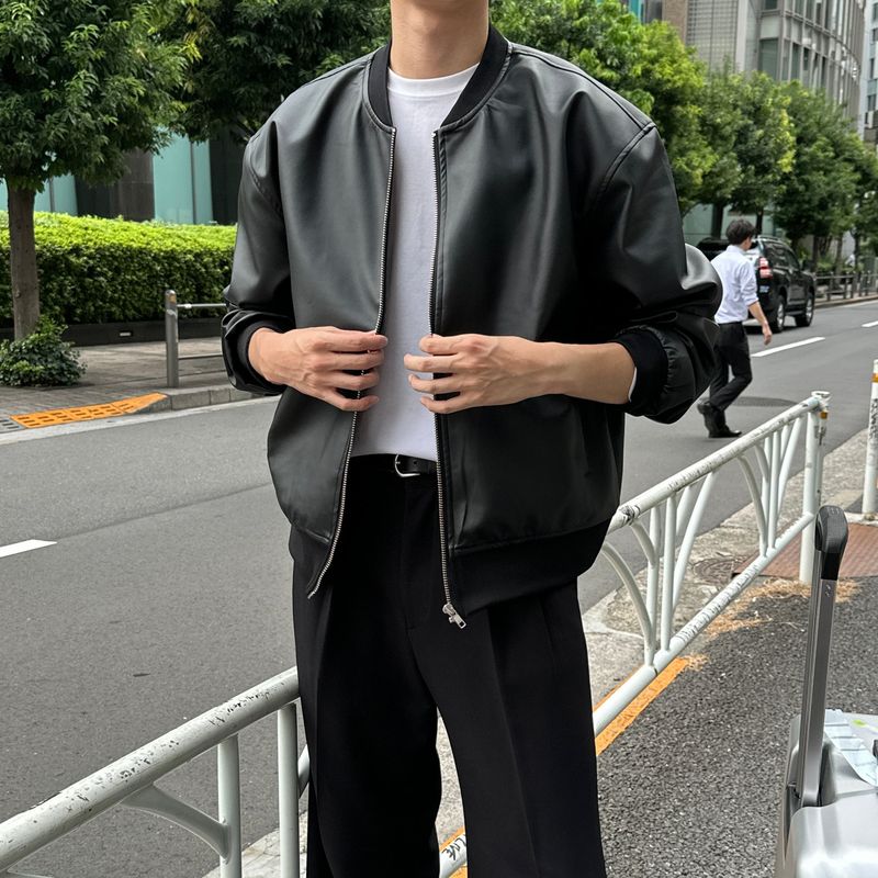 lemenne（ルメンヌ）の「LMN Leather Oversized Fit MA-1 Jumper (Black)（Jackets/Outerwear）」