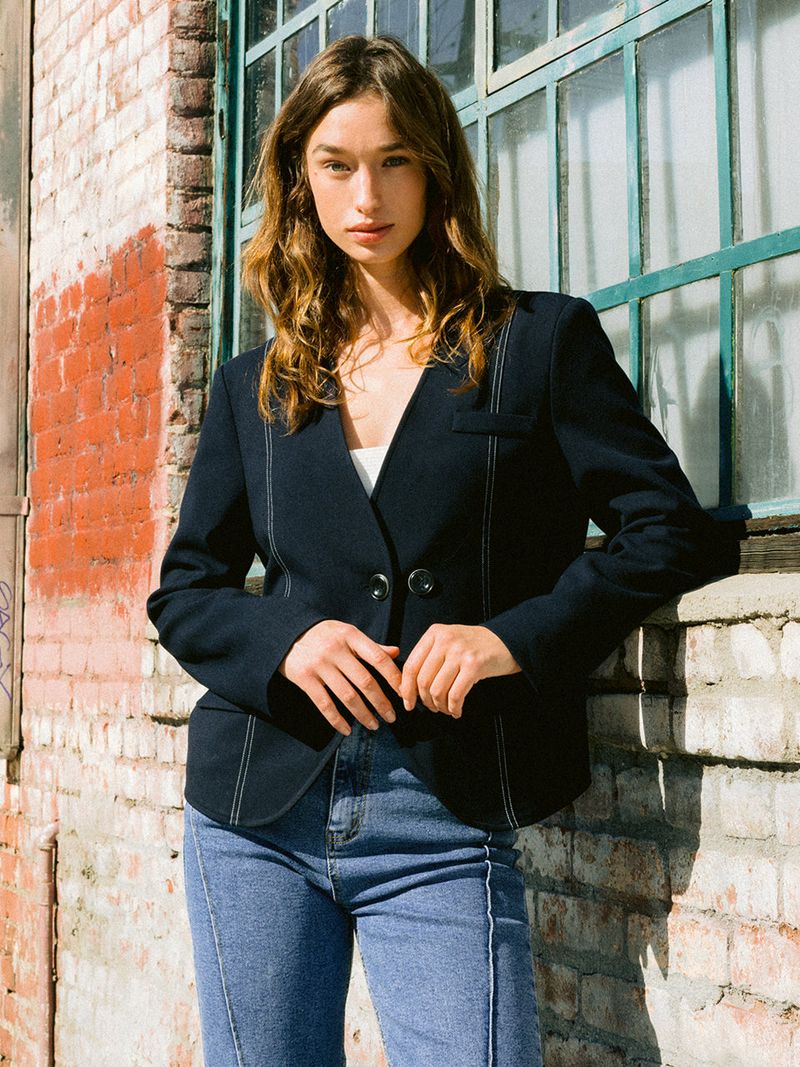 Line No-collar Jacket (2colors)