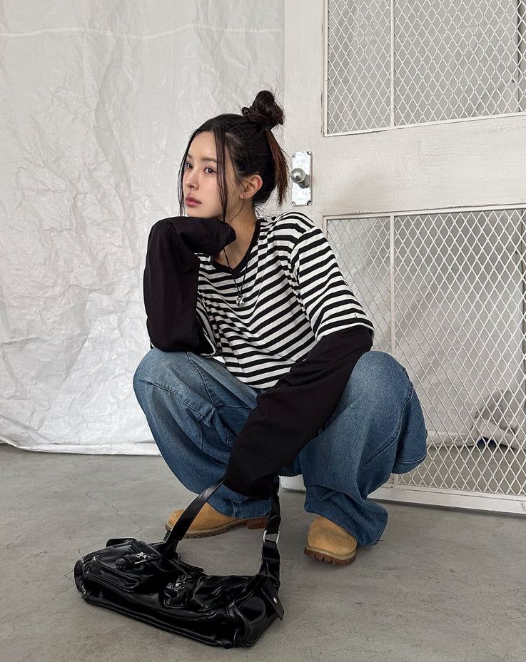 Odd stripe layered t-shirt