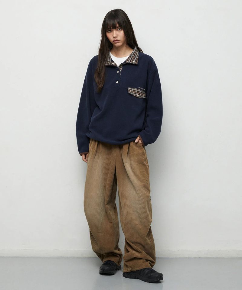 BRUSHED WIDE CORDUROY PANTS_BROWN