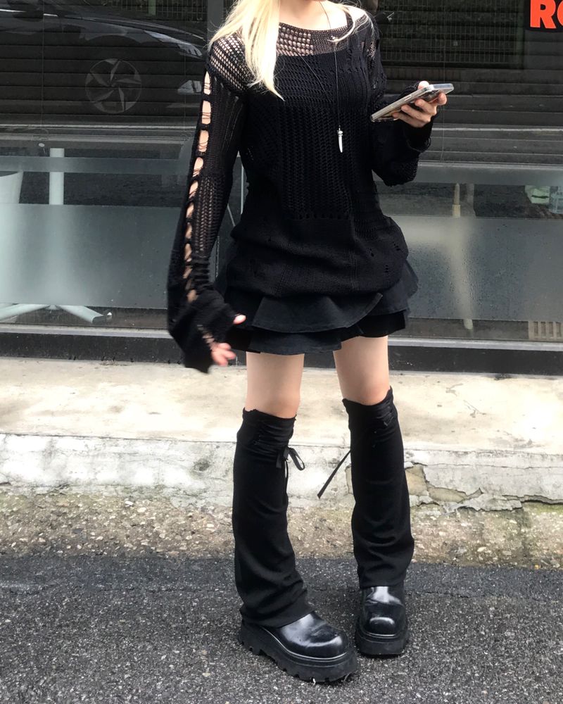 vintage punk damage long knitwear