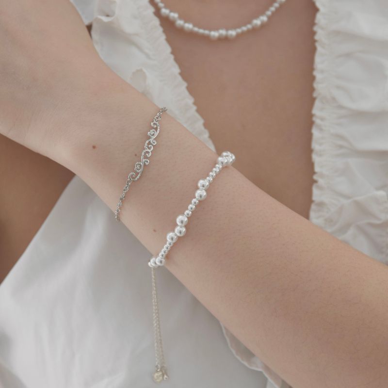 Wave Glass Pearl  Necklace & Bracelet (set)