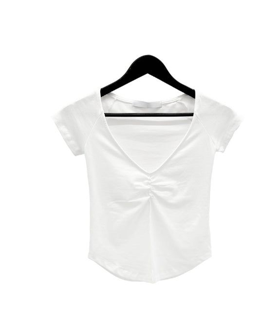 Ete Deep V-Neck Shirred Tee