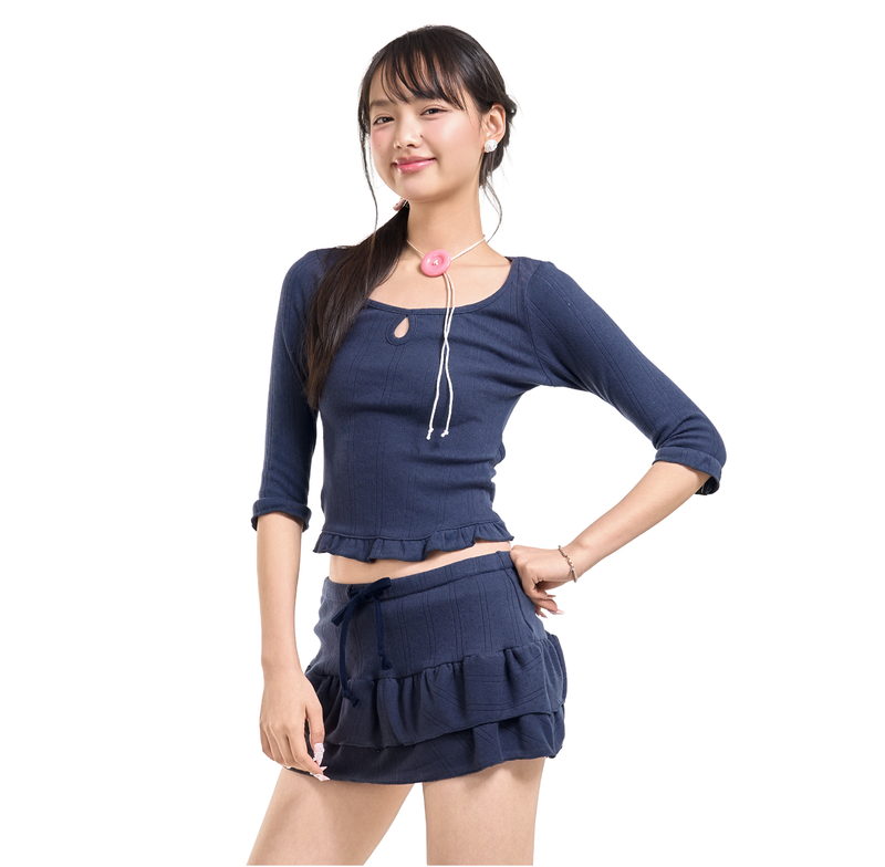 BLOSSOM PICOT MINI SKIRT [NAVY]