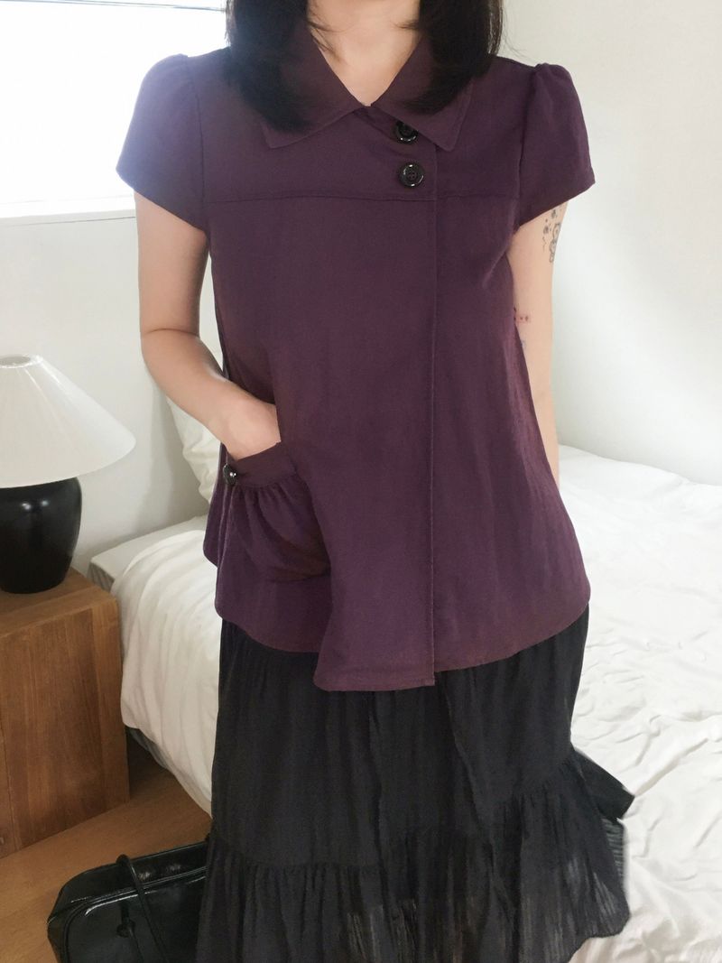 Mori two-button collar pocket blouse (4c)