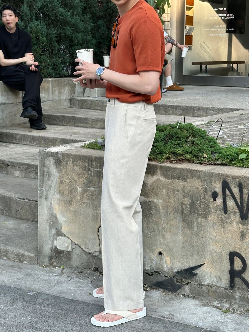 Summer linen ice back banding slacks (3 colors)