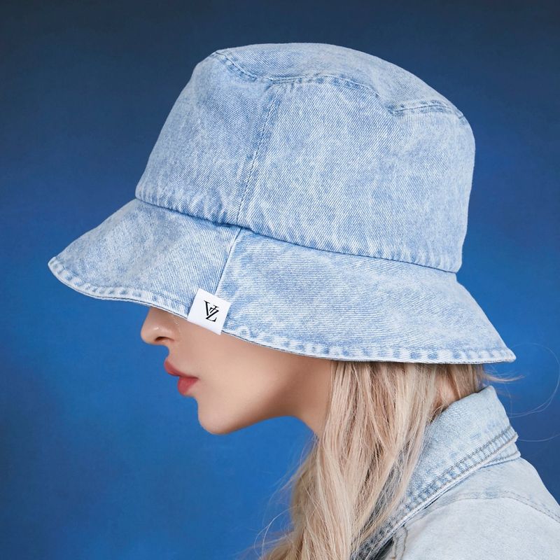 Stone wash denim bucket hat Light indigo