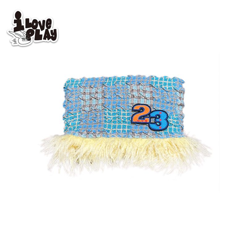loveplayshop "Lucky Star No. 23" 両面キャップデザインのストライプファーハット