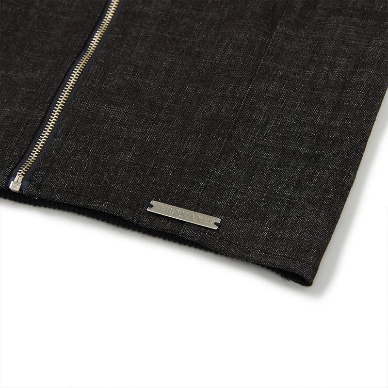 デニムニットブロックチューブトップ / Denim Knit Blocking Top [BLACK]