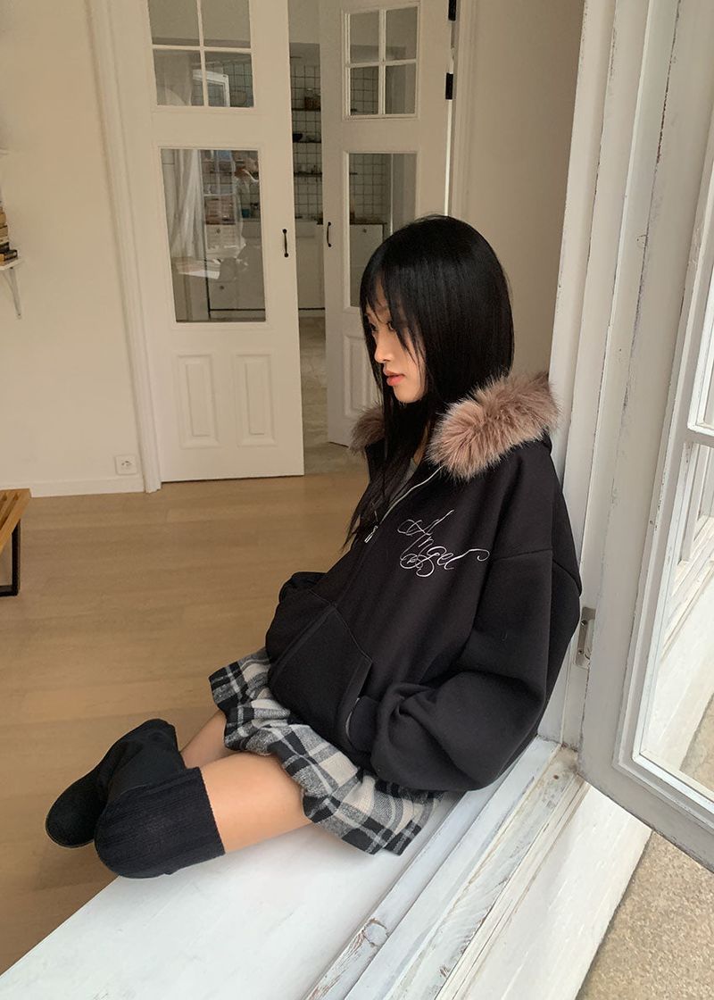 ANGEL FUR HOOD ZIP-UP