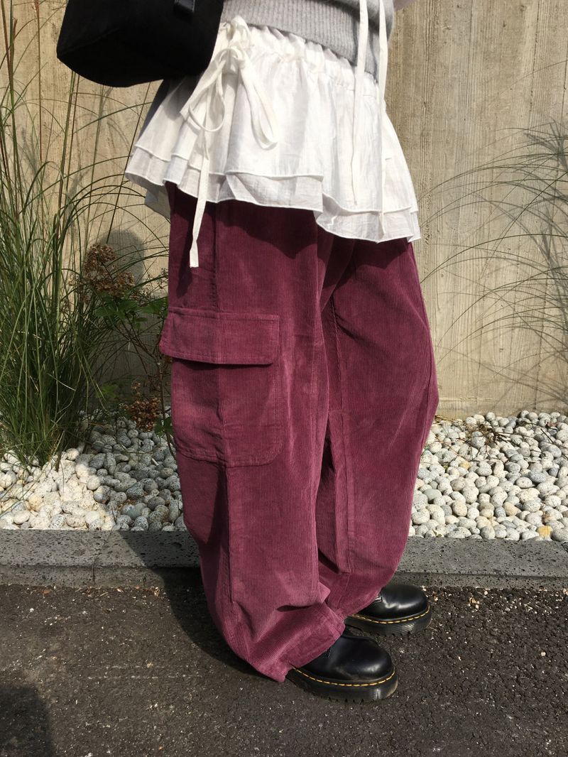 Corduroy Pintuck Cargo Pants (3color)