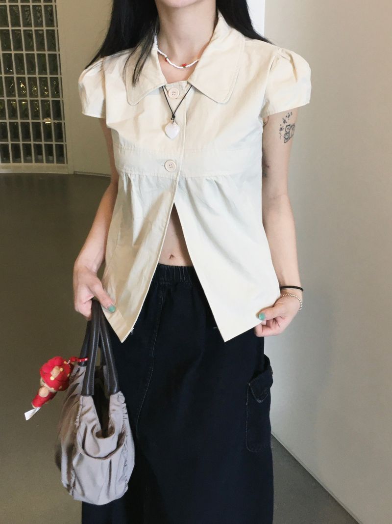 Eddie Collar Short Sleeve Blouse (2c)