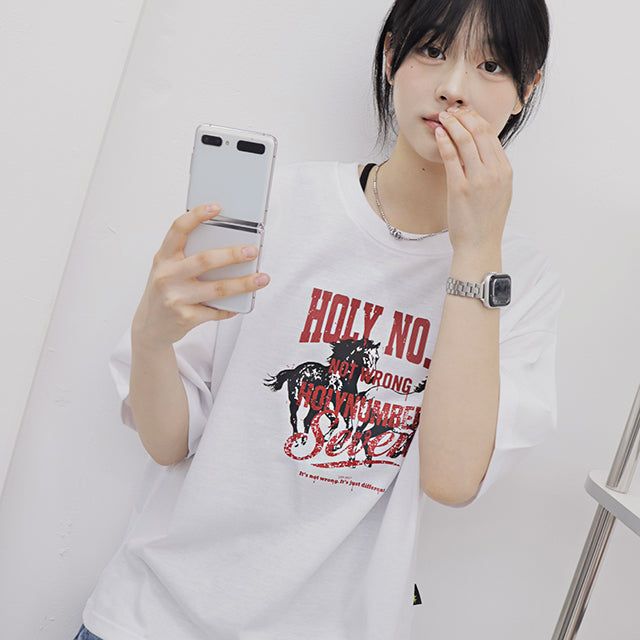 HOLY NUMBER 7(ホーリーナンバーセブン)の「VINTAGE HORSE PRINT OVER FIT SHORT-SLEEVE T-SHIRT(Tops)」