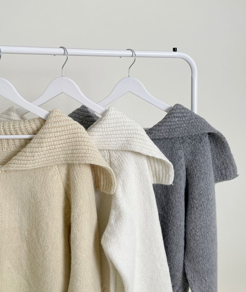 Square Sailor Collar Two-Way Knit Cardigan