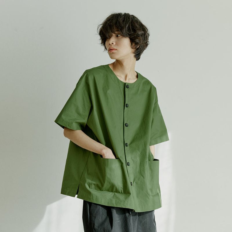 unisex round half shirts jacket olive green