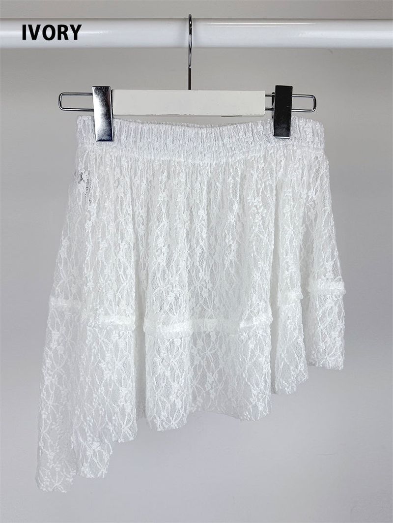 LACE UNBAL LAYERED SKIRT (2C)