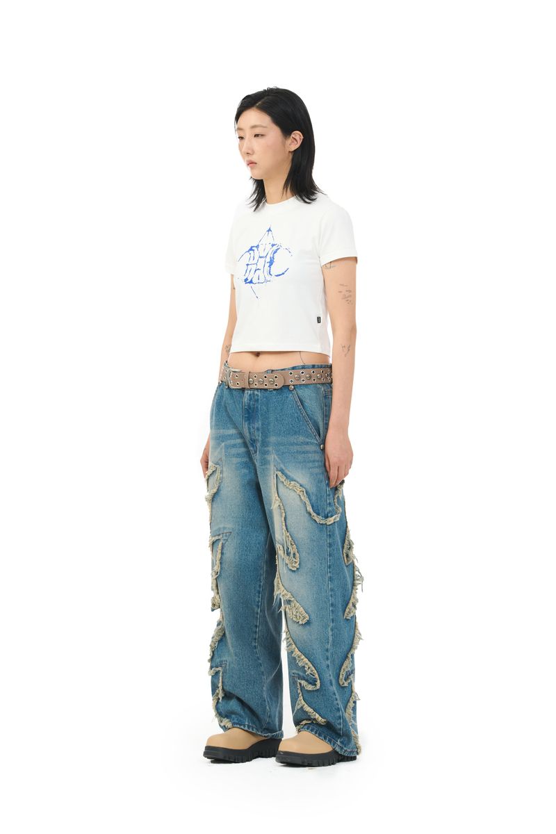 ROCK LOGO CROP TEE - WHITE