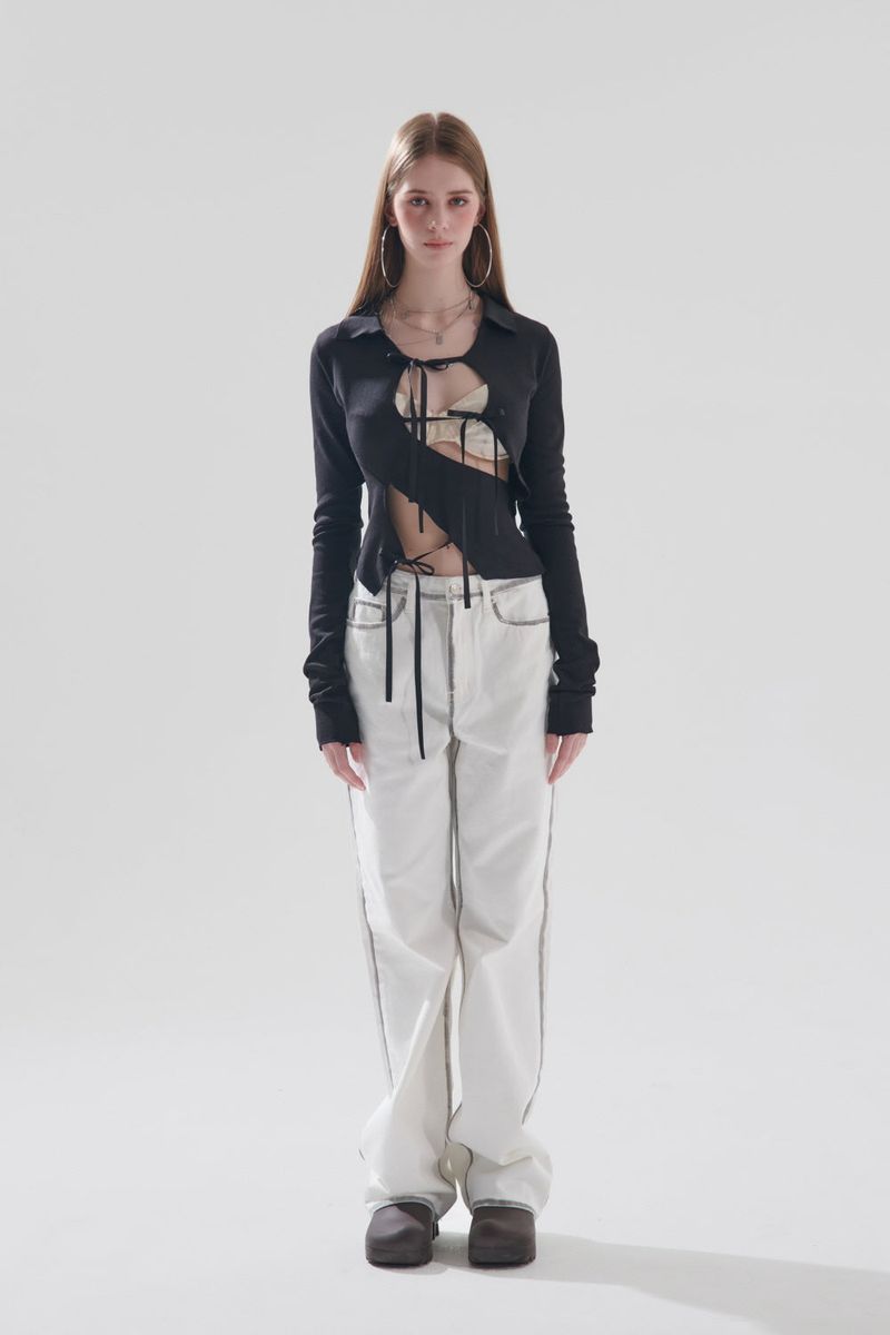 RIBBON COLLAR T-SHIRT