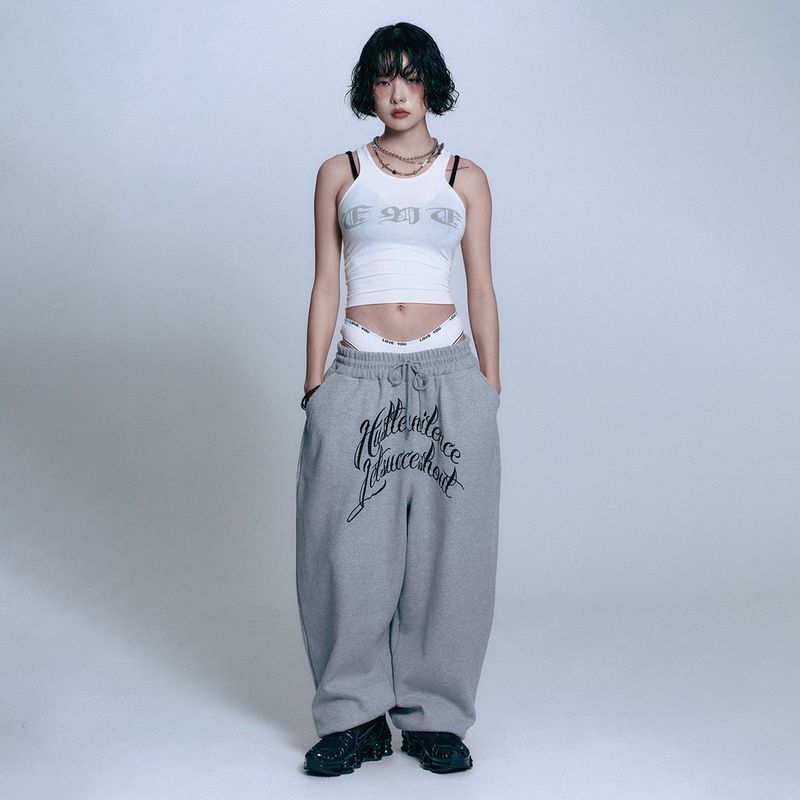 Lettering Balloon Sweatpants - GREY