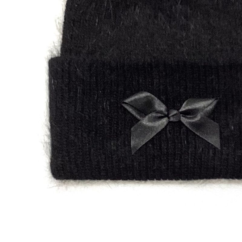 Big Ribbon Angora Beanie [Black]