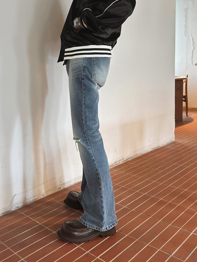 ASCLO Knee Des Bootcut Denim Pants