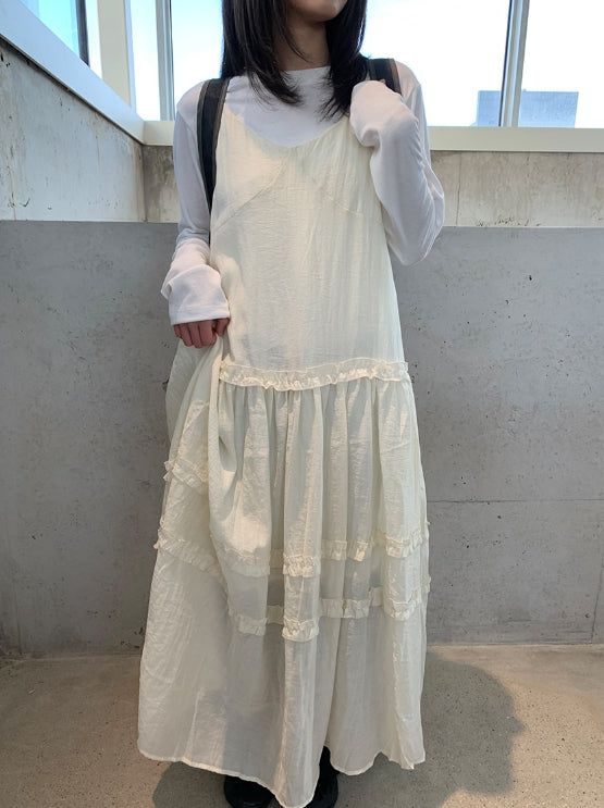 BAON（バオン）の「Himet Frill Tiered Sleeveless Long One Piece（Dresses）」