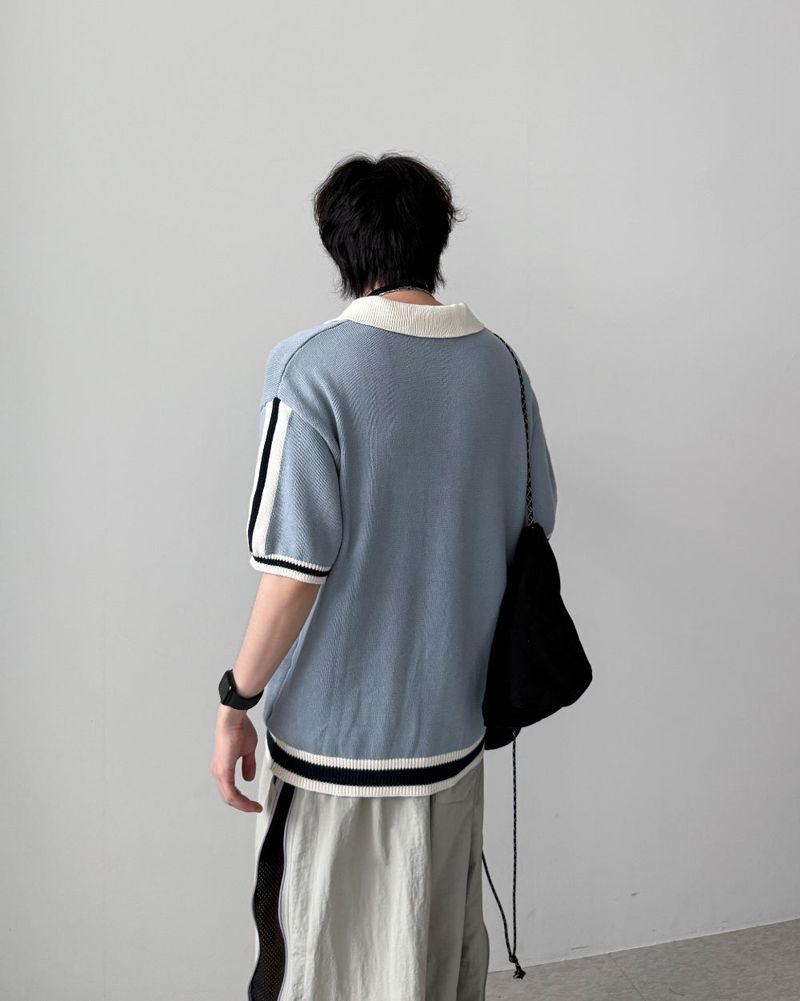 Blif Collar Half Sleeve Knit