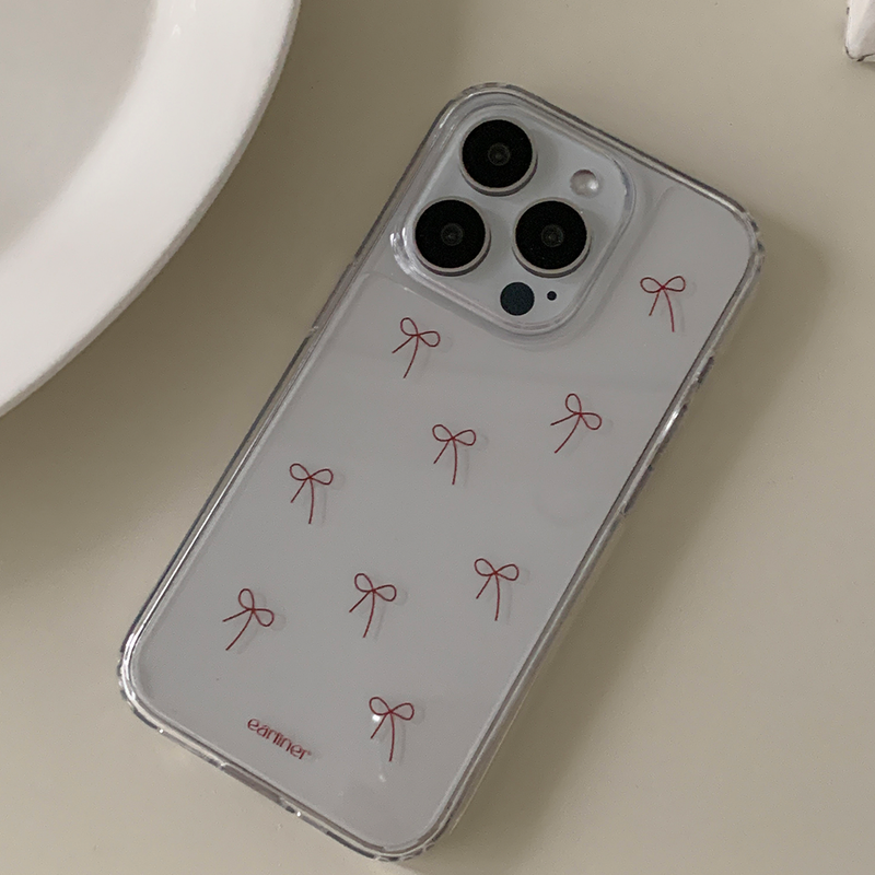 [made] red ribbon pattern jelly hard case