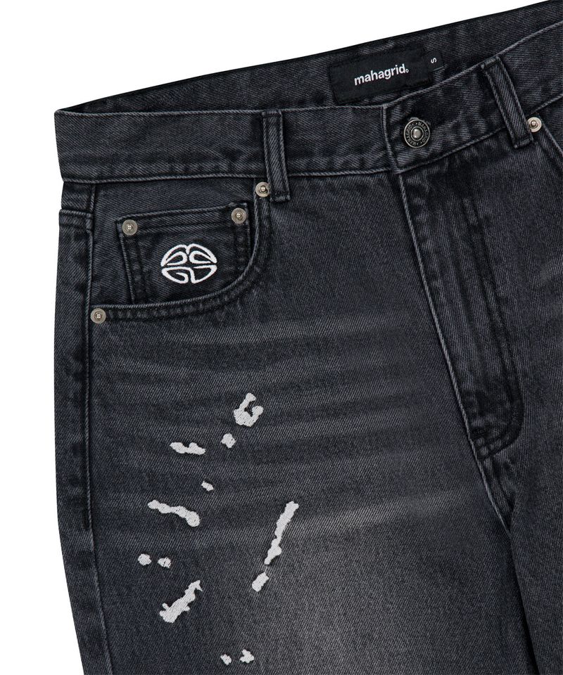 EMB SPLATTER DENIM PANT