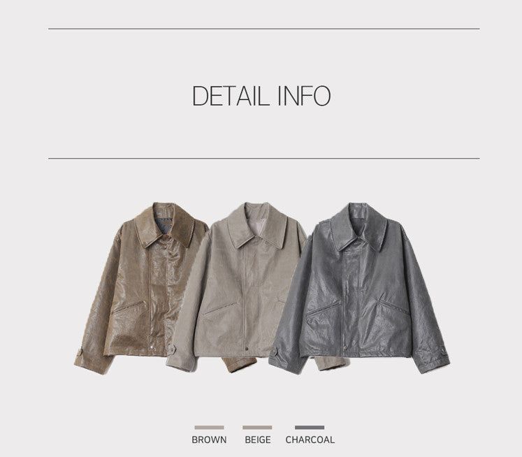 Bell Crack Leather Crop Jacket (3color)