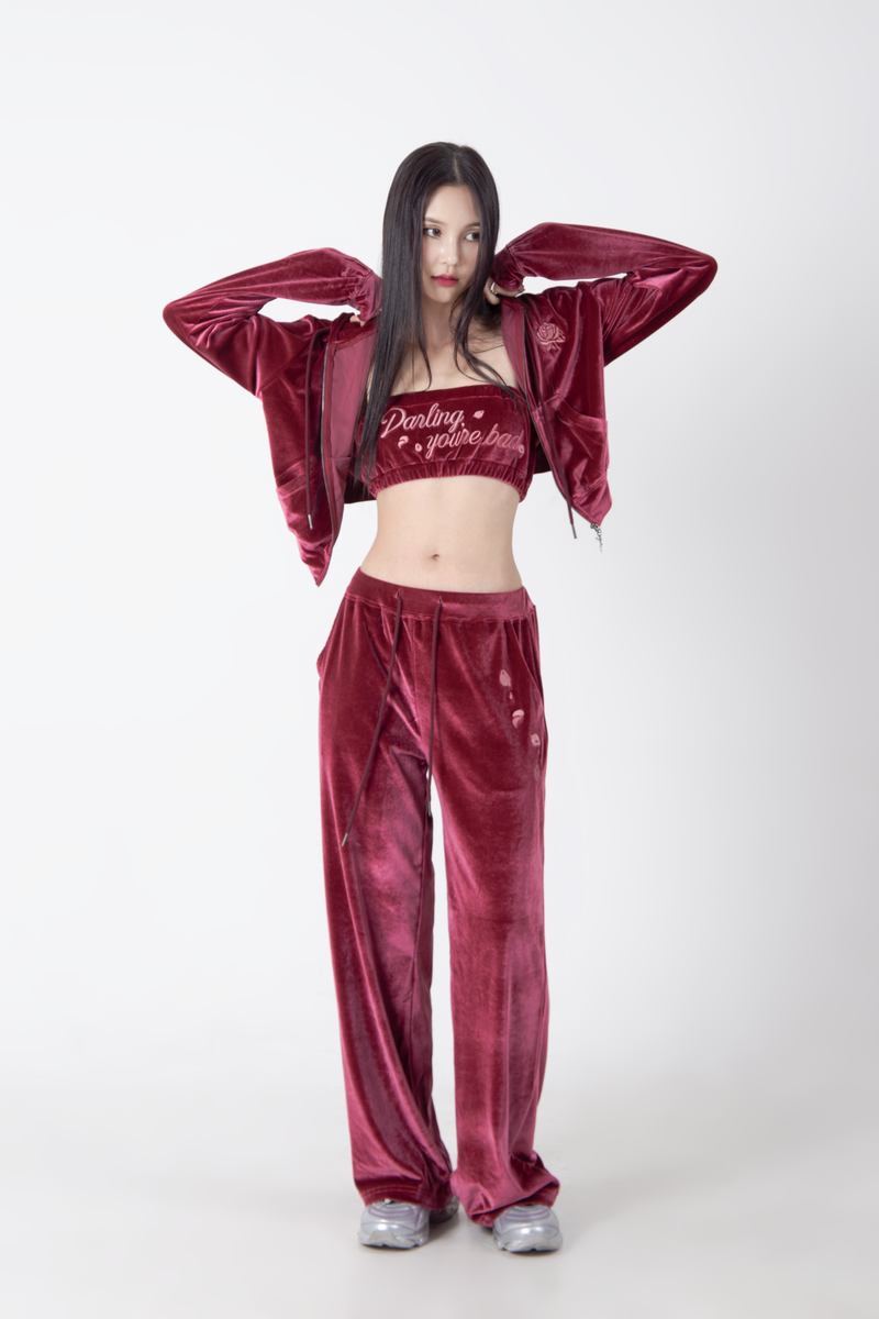  DARLING, YOUR ZIP UP ! #VELVET WINE