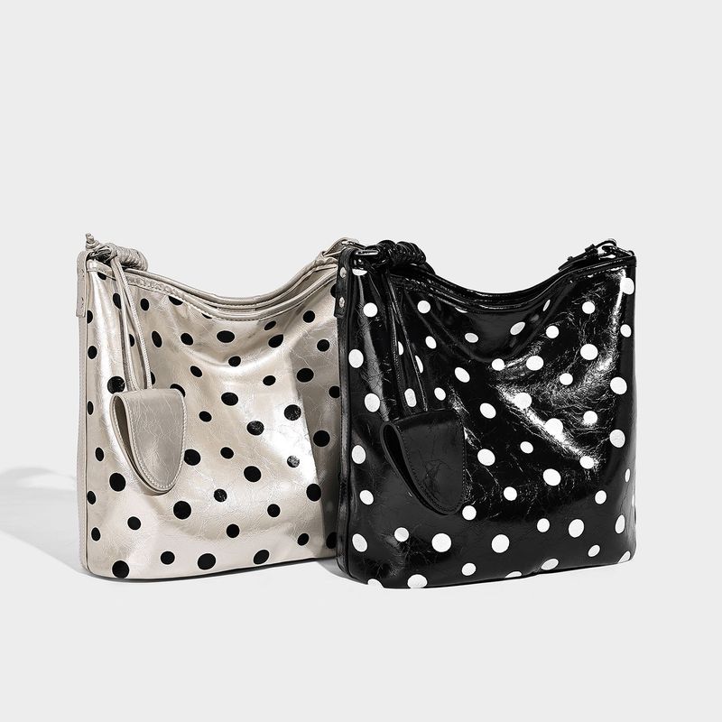 Dotcore Polka Dot Glossy Leather Bucket Bag