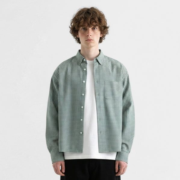 UNDEROFF（アンダーオフ）の「Crop Check Long Sleeve Shirt Mint（Tops）」