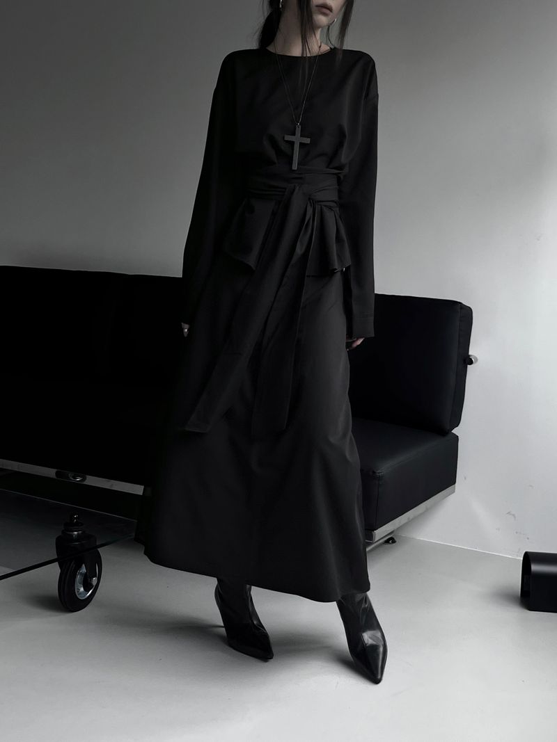 twin sheer belted set-up (4color)