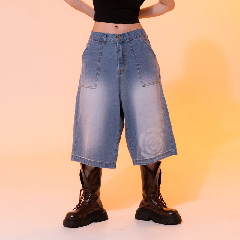 misslulz（ミスルルズ）の「Fire Rose Bermuda Denim Pants Blue（Pants）」