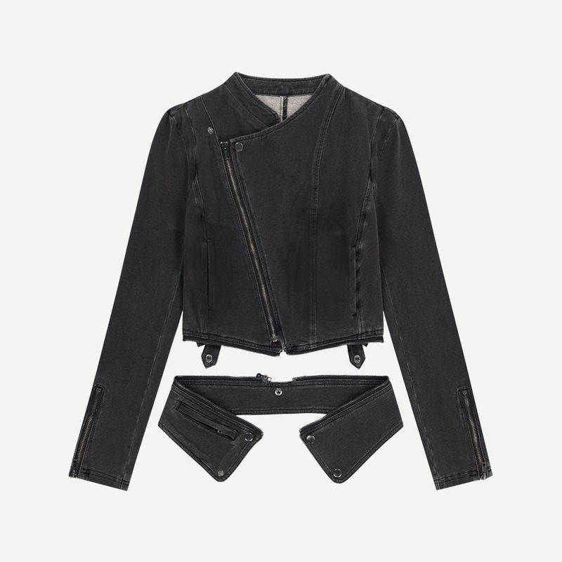 Detachable Span Denim Jacket / Charcoal