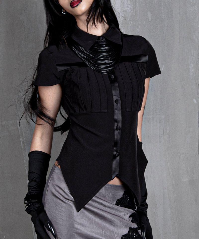 DARLING, YOU ARE BAD（YOU ARE BAD）の「クロスプリテッドシャツ #ブラック（トップス）」