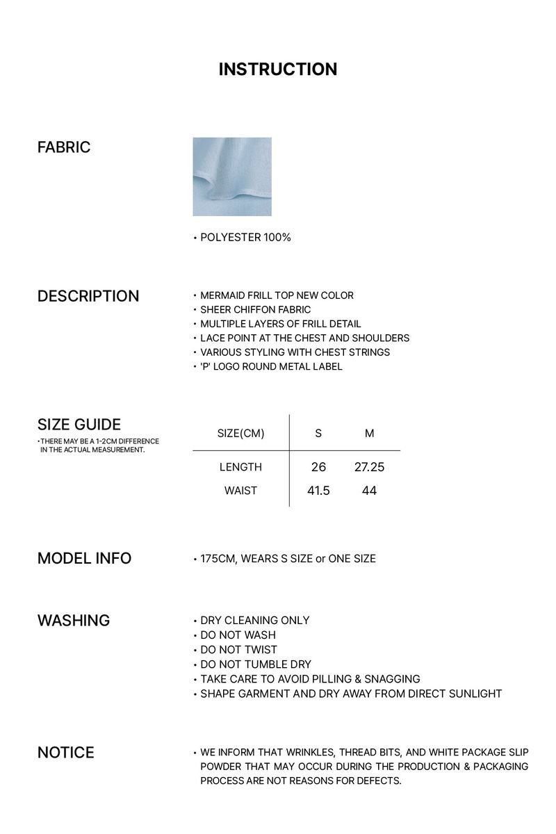 MERMAID FRILL TOP light blue