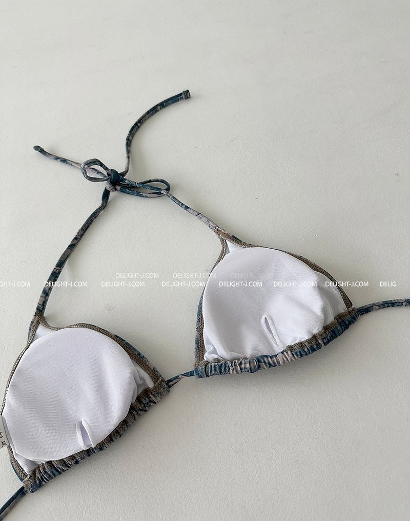 Denim 4PS Cover-Up Bikini Set