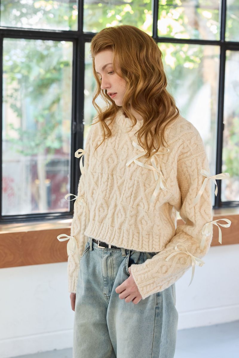 WHIMSICAL WOOL RIBBONE KNIT / IVORY