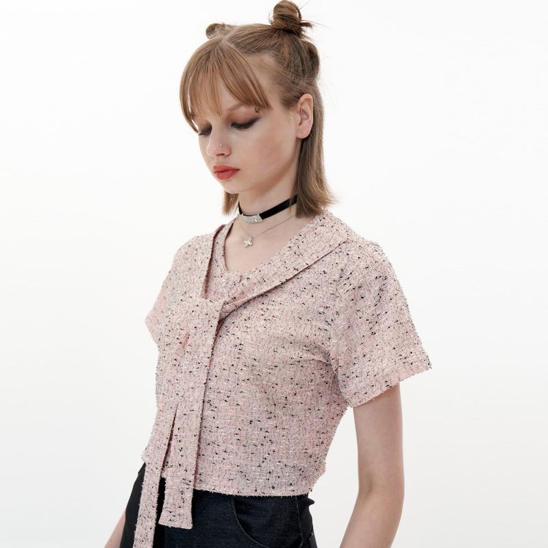 OTHER-worldly（アザーワールドリー）の「Ribbon Tweed Shirt [Pink]（Tops）」