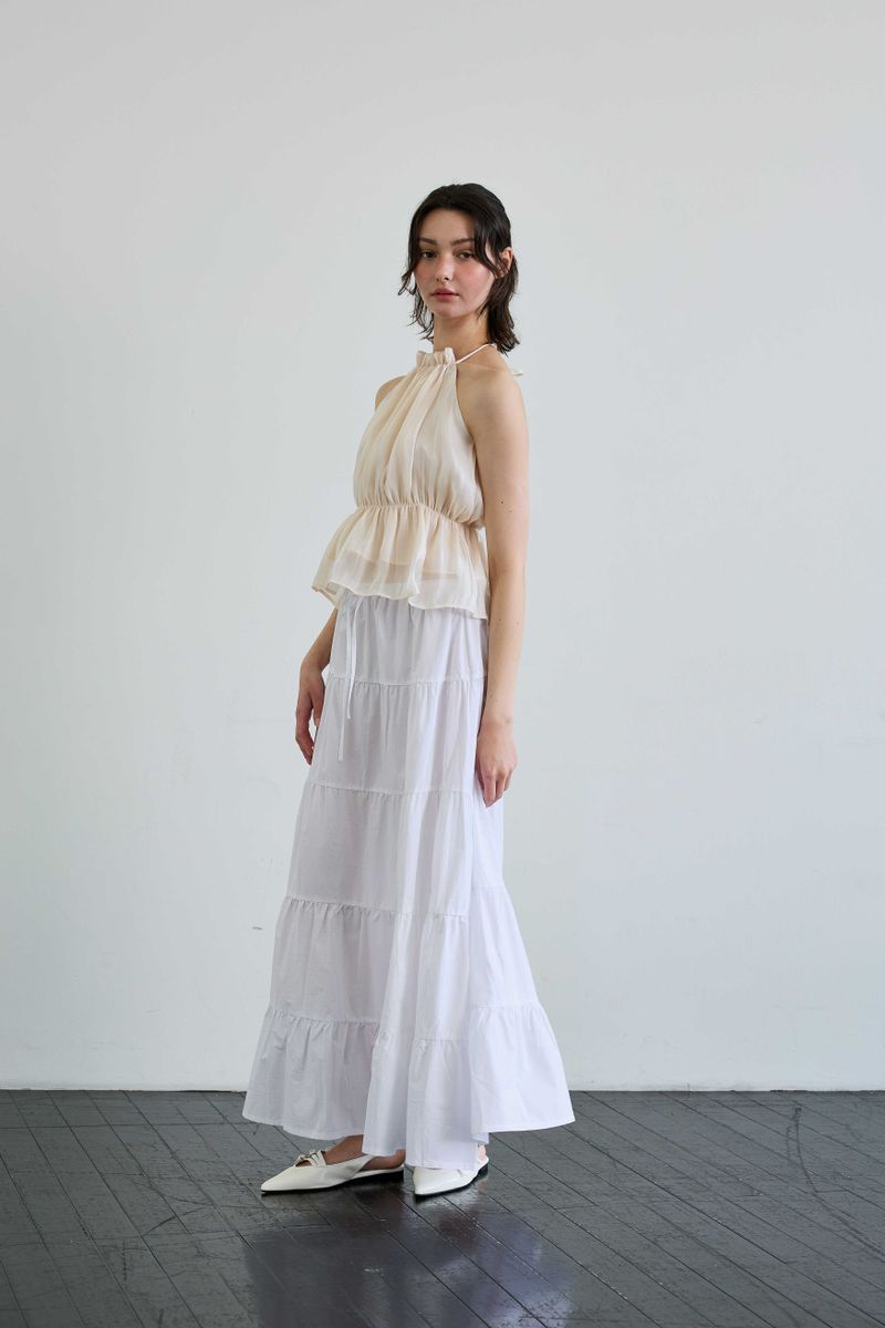 PEARL HALTERNECK TOP / IVORY