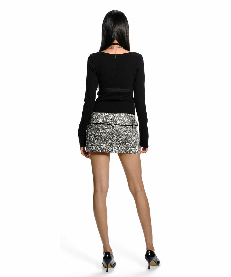 76 CRACKED TEXTURE MINI SKIRT BLACK