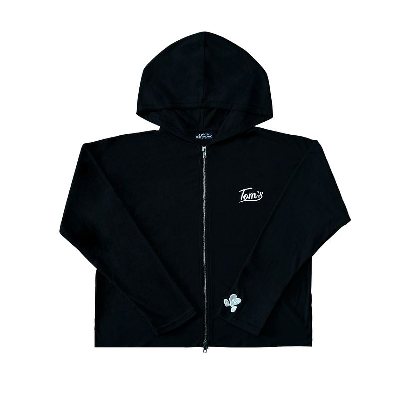 TOM'S BIRTHDAY（トムズバースデー）の「LOVE ME Sleeve Hoodie Zipup BLACK（Tops）」